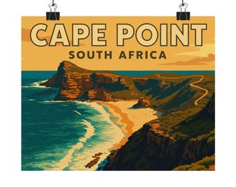 Cape Point Reiseplakat: Landschaftliches Südafrika Kunstdruck