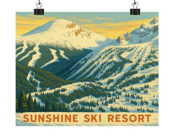 Vintage poster skiresort: muurkunst bergtafereel