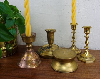 Vintage - your choice of brass candlestick or taper candle holder, mix & match eclectic decor candleholder collection, dining table, wedding