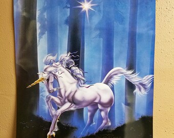 Vintage Unicorn Poster: 1990s Pastel Forest Art (16x20) - Etsy
