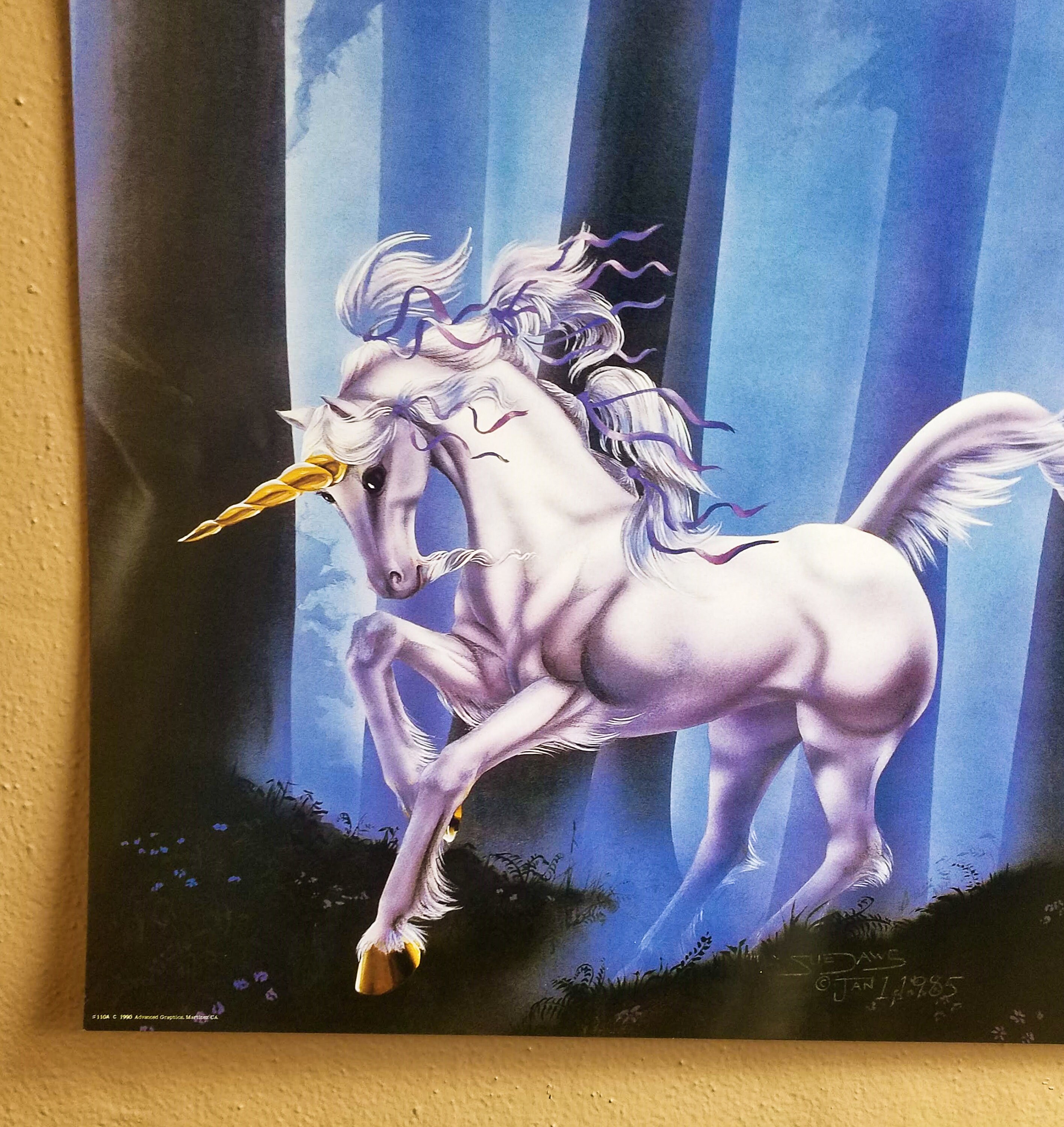 Vintage Unicorn Poster: 1990s Pastel Forest Art (16x20) - Etsy