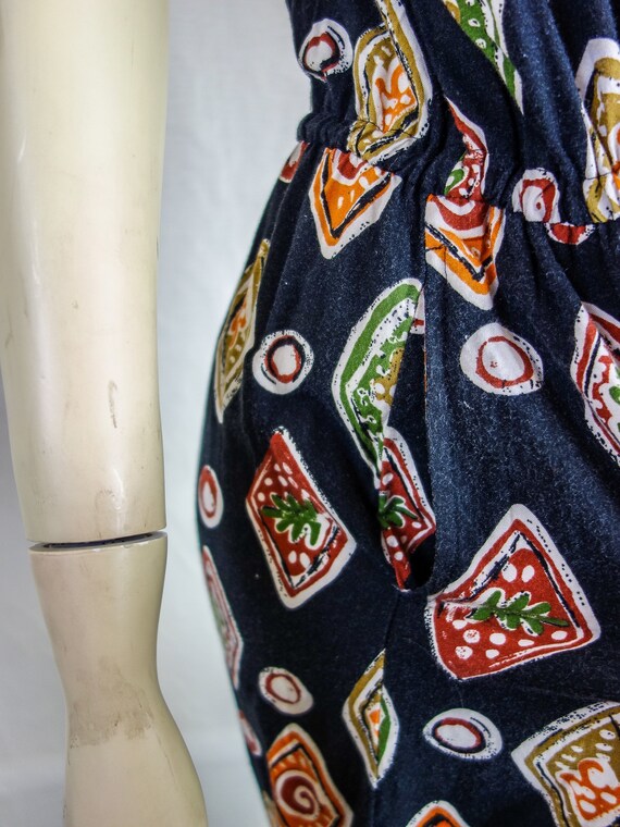 Vintage 90s Romper: Black Geometric Print Short S… - image 9