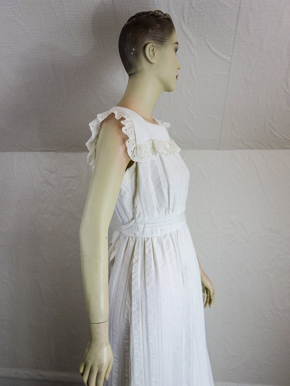 70s white eyelet maxi sundress hippie gown, cotta… - image 5