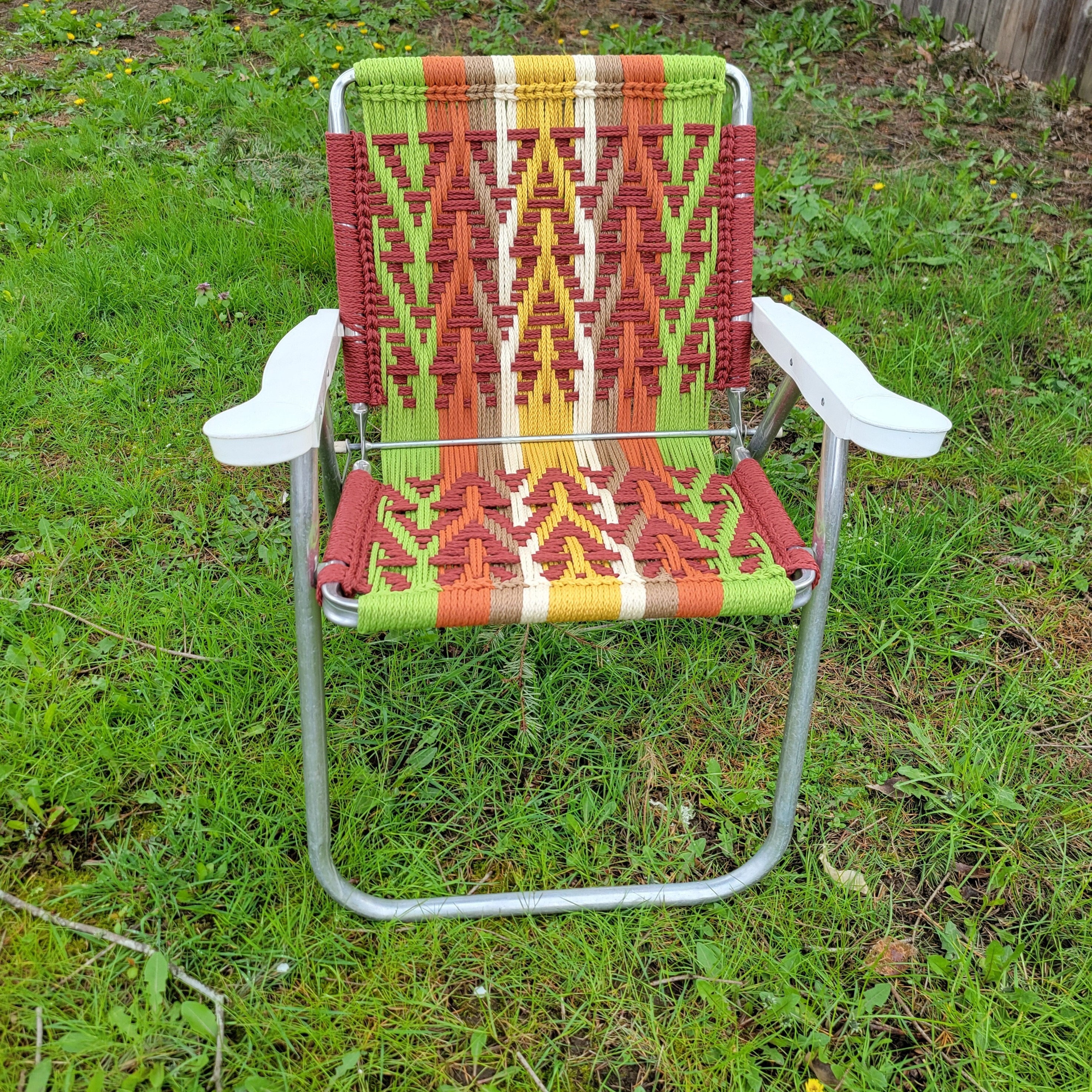 Chair Usa 70s Lawn Chair Vintage Aluminum Folding Lawn Chair Green