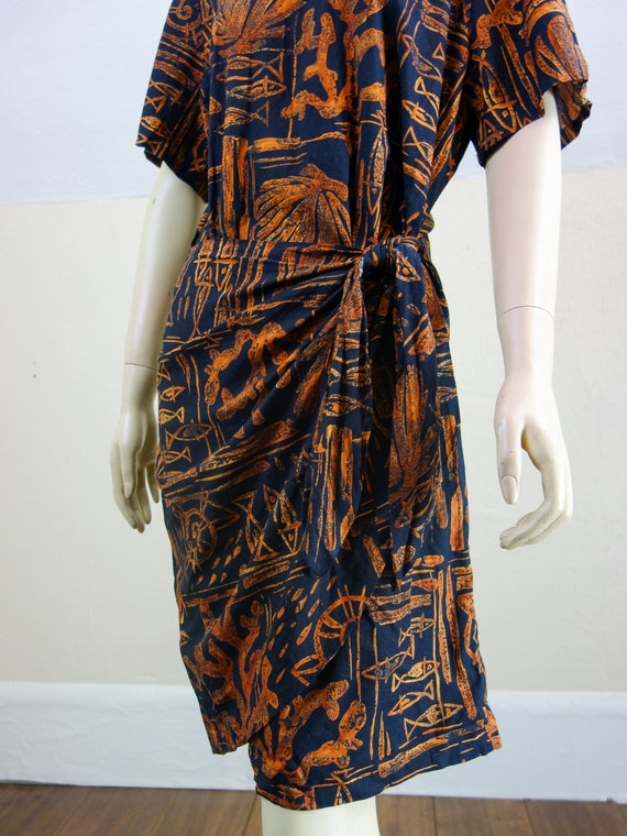 80s faux wrap dress Hilo Hattie, vintage Hawaiian… - image 5