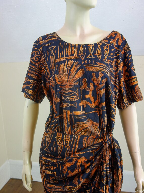 80s faux wrap dress Hilo Hattie, vintage Hawaiian… - image 4