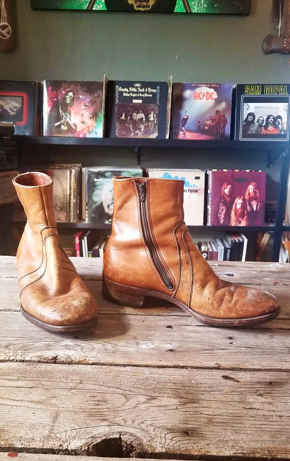 Weathered Vintage Worn In Rock and Roll Boots Vintage Brown RESERVED for Sara Vintage Leather Boots Vintage 70s Boots