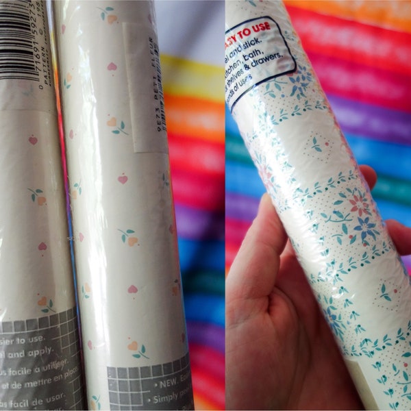 Contact paper roll 90s kitchen decor floral, vintage rubbermaid or shelf liner, magic cover adhesive vinyl white cottagecore dead stock 80s