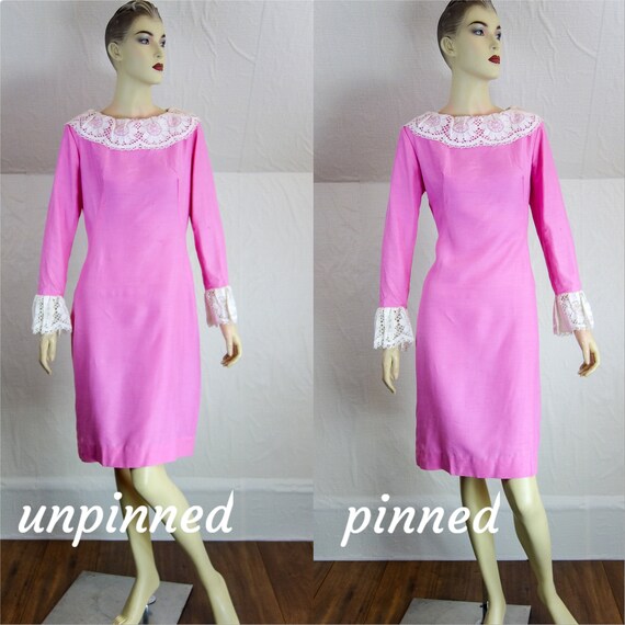 Vintage 60s bubblegum pink baby doll dress size m… - image 7