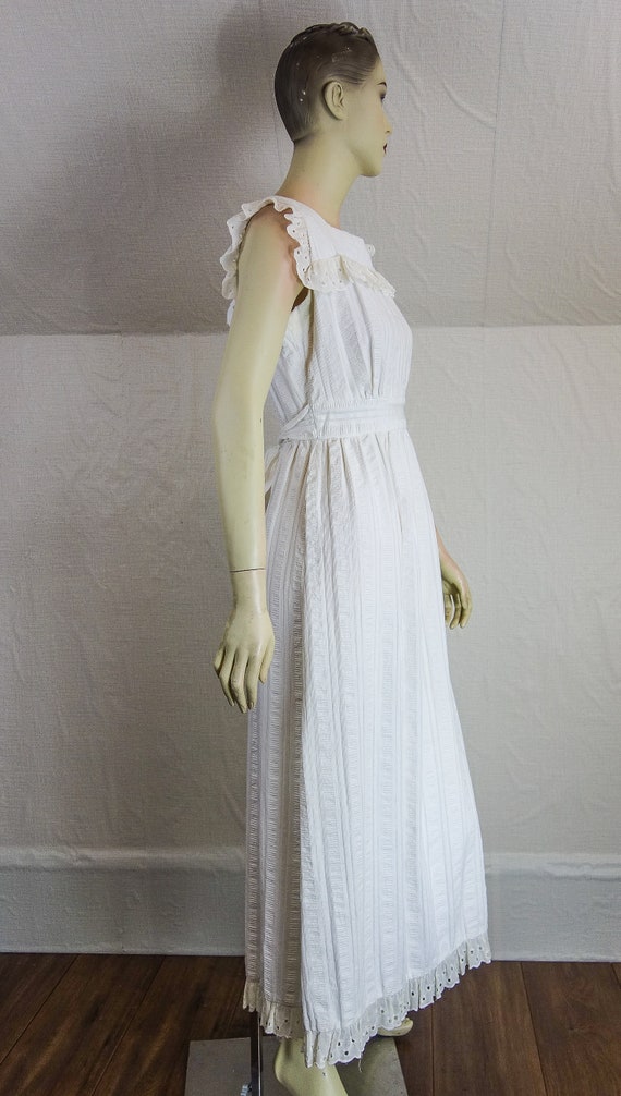 70s white eyelet maxi sundress hippie gown, cotta… - image 3