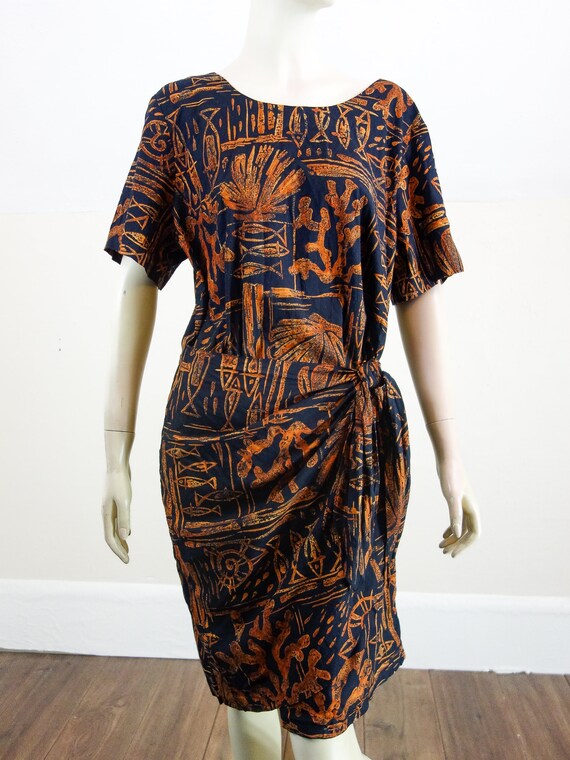 80s faux wrap dress Hilo Hattie, vintage Hawaiian… - image 3