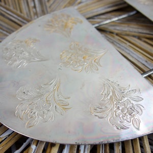 Vintage oval silverplated expandable trivet Western Germany, floral design great for dining table stand or holder or altar display image 3