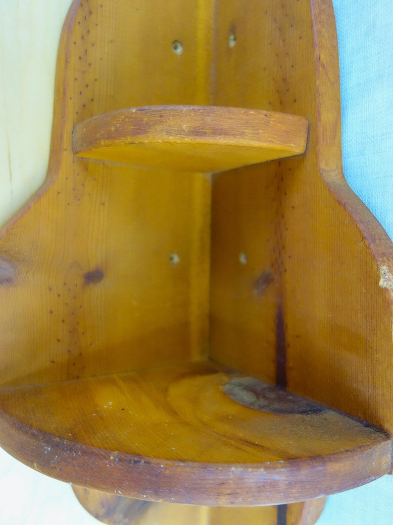 simple primitive knick knack display Vintage hanging wood corner wall shelf 20.5 x 10.5 handmade unfinished shelves for rustic home decor