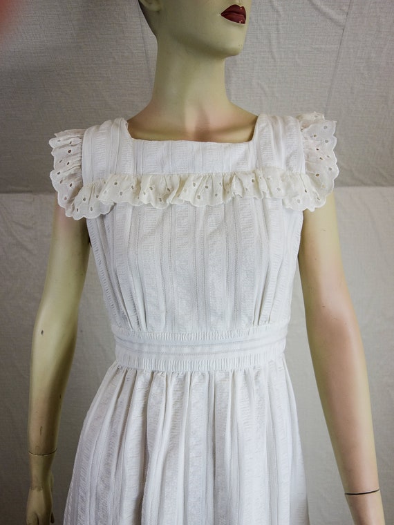 70s white eyelet maxi sundress hippie gown, cotta… - image 8