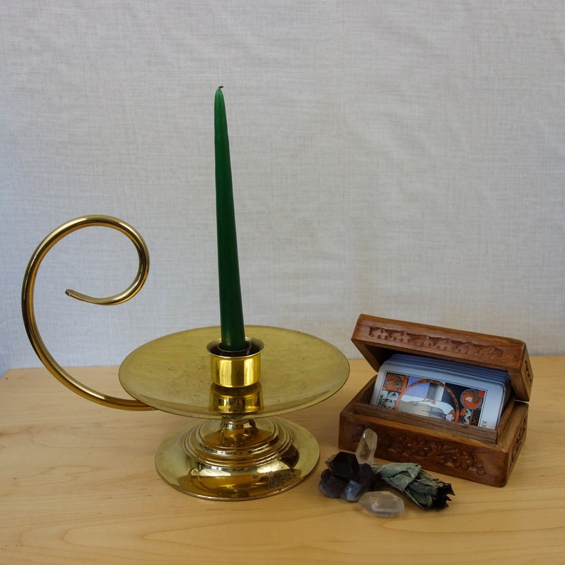 Extra Large Brass Candle Holder with Curved Handle Wide ...