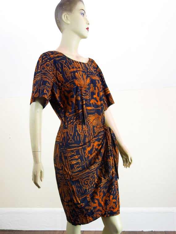 80s faux wrap dress Hilo Hattie, vintage Hawaiian… - image 2