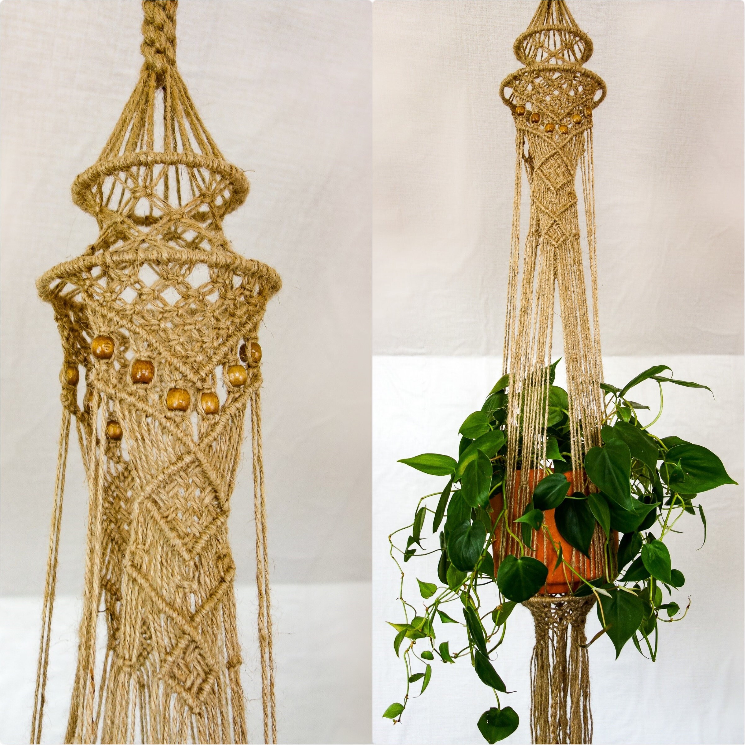 Large Jute Macrame Plant Hanger 50 x 6 Huge Boho Etsy