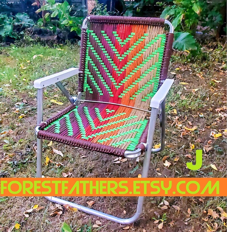Custom Hand Woven Macrame Lawn Chair Personalized Vintage Etsy