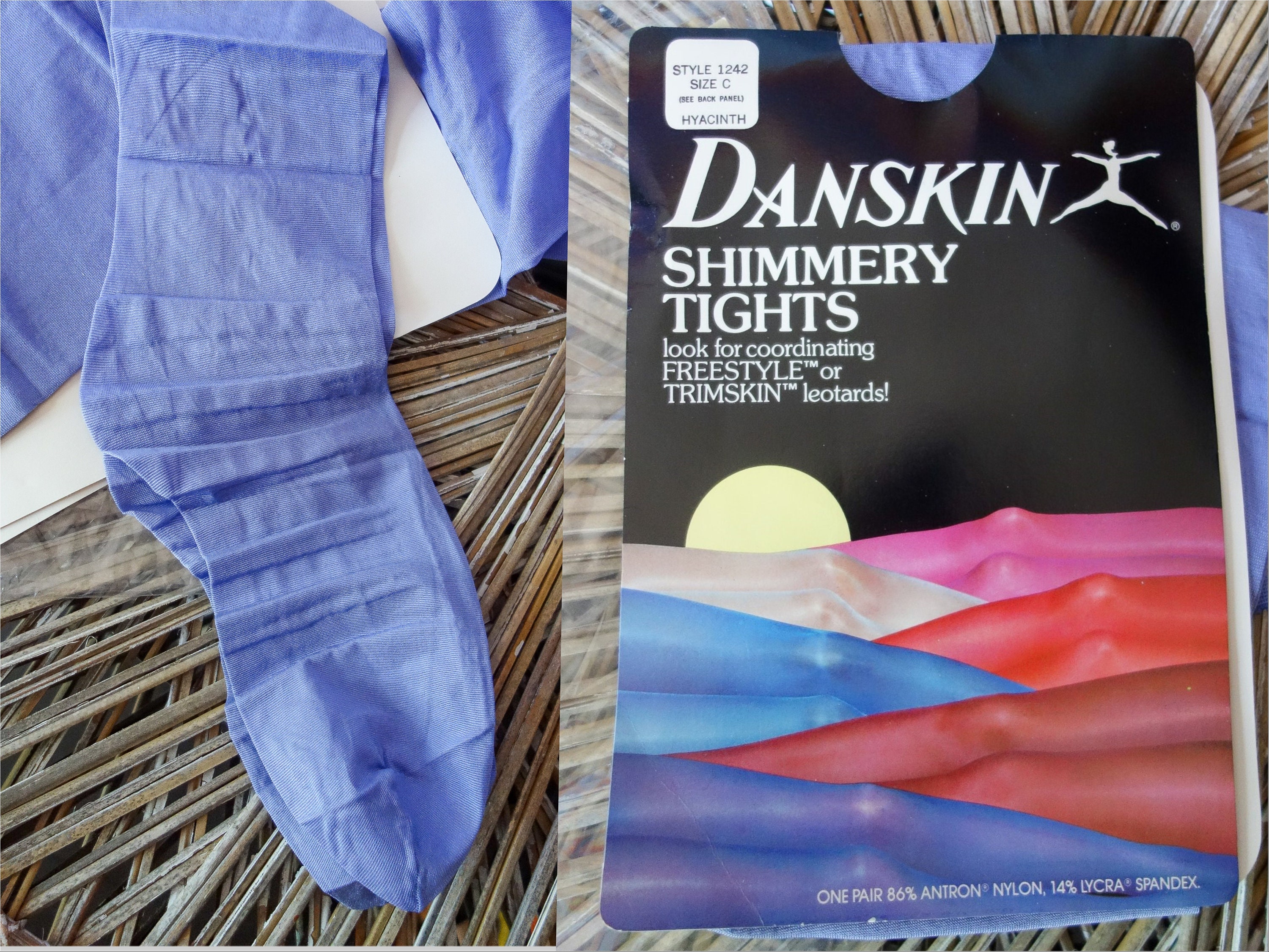 Vintage 1985 DANSKIN Ultra Shimmery Tights Pantyhose Navy Blue A