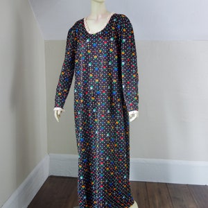 70s XL handmade volup maxi dress dark brown floral polyester long sleeve w/ lace trim, prairie cottagecore bohemian plus size hippie style image 2