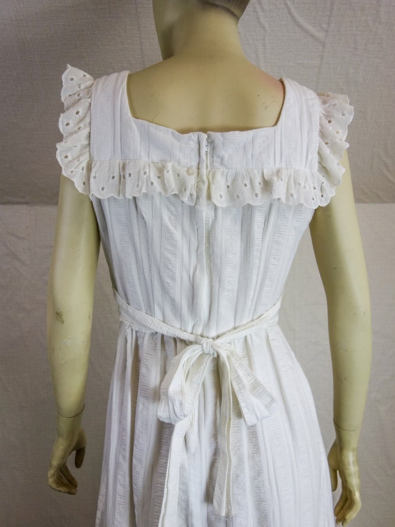 70s white eyelet maxi sundress hippie gown, cotta… - image 7