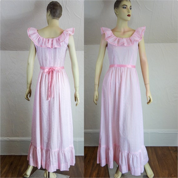 1930s Light Pink Cotton Lace Sheer Maxi Gown | small – Birthday Life Vintage