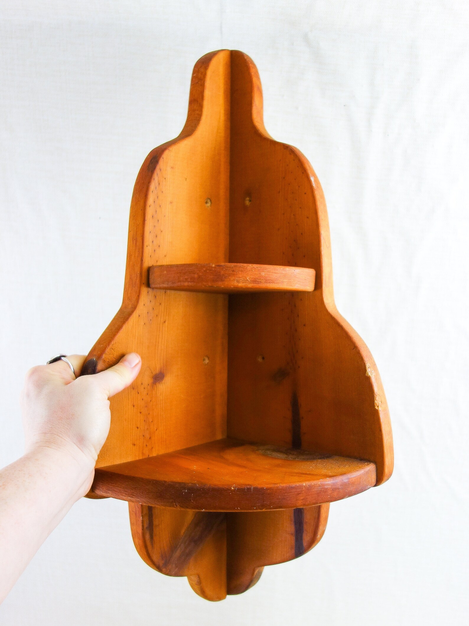 Vintage hanging wood corner wall shelf 20.5 x 10.5 Etsy