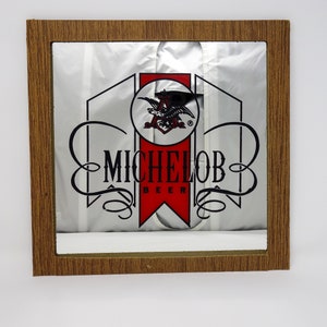 Vintage Michelob Beer Mirror Sign: 80s Bar Decor (12.5&quot; Square)