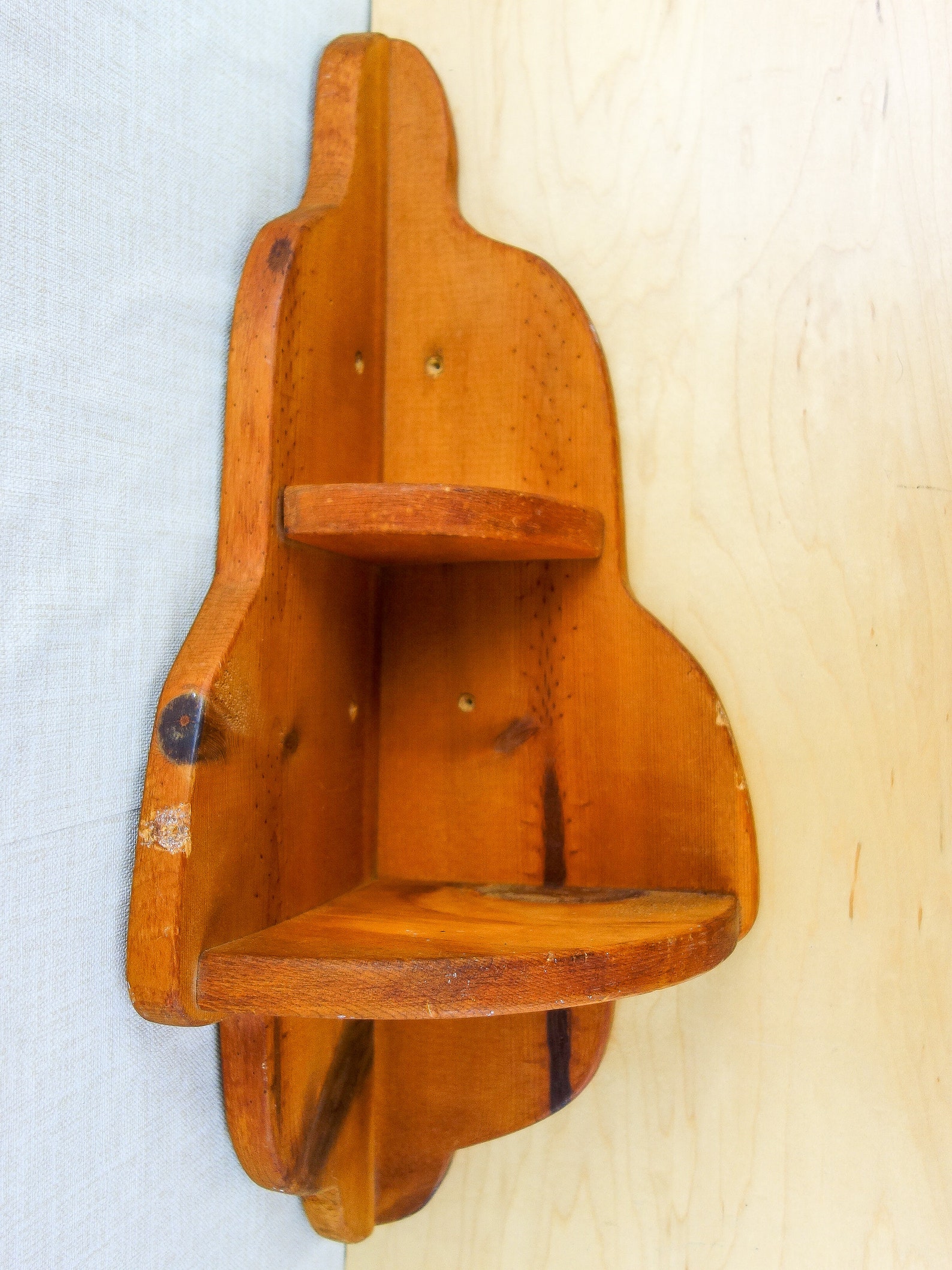 Vintage Hanging Wood Corner Wall Shelf 20.5 X 10.5 Etsy