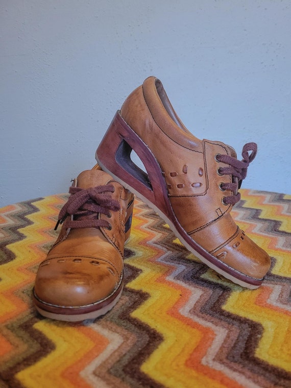 Vintage 70s Leather Platform Loafers - Kinney Shoes - Size 6.5/7