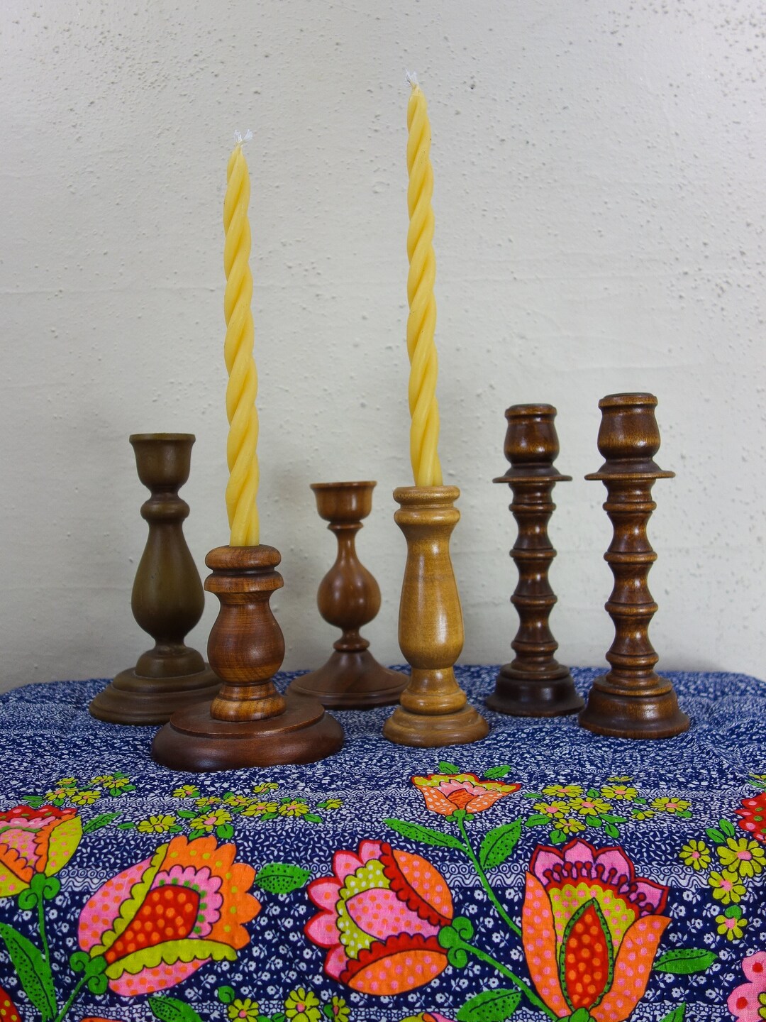 Vintage Wood Candlestick - 70s Rustic Taper Candle Holder - Etsy