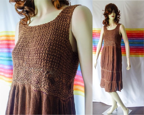 Vintage crochet beach cover up small medium, ligh… - image 1