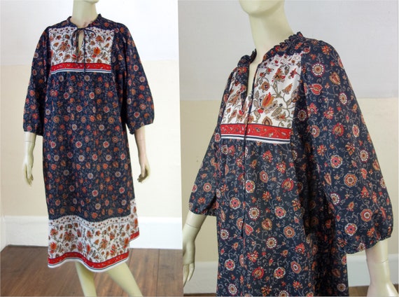 80s caftan or housedress size small to XL, puff s… - image 1