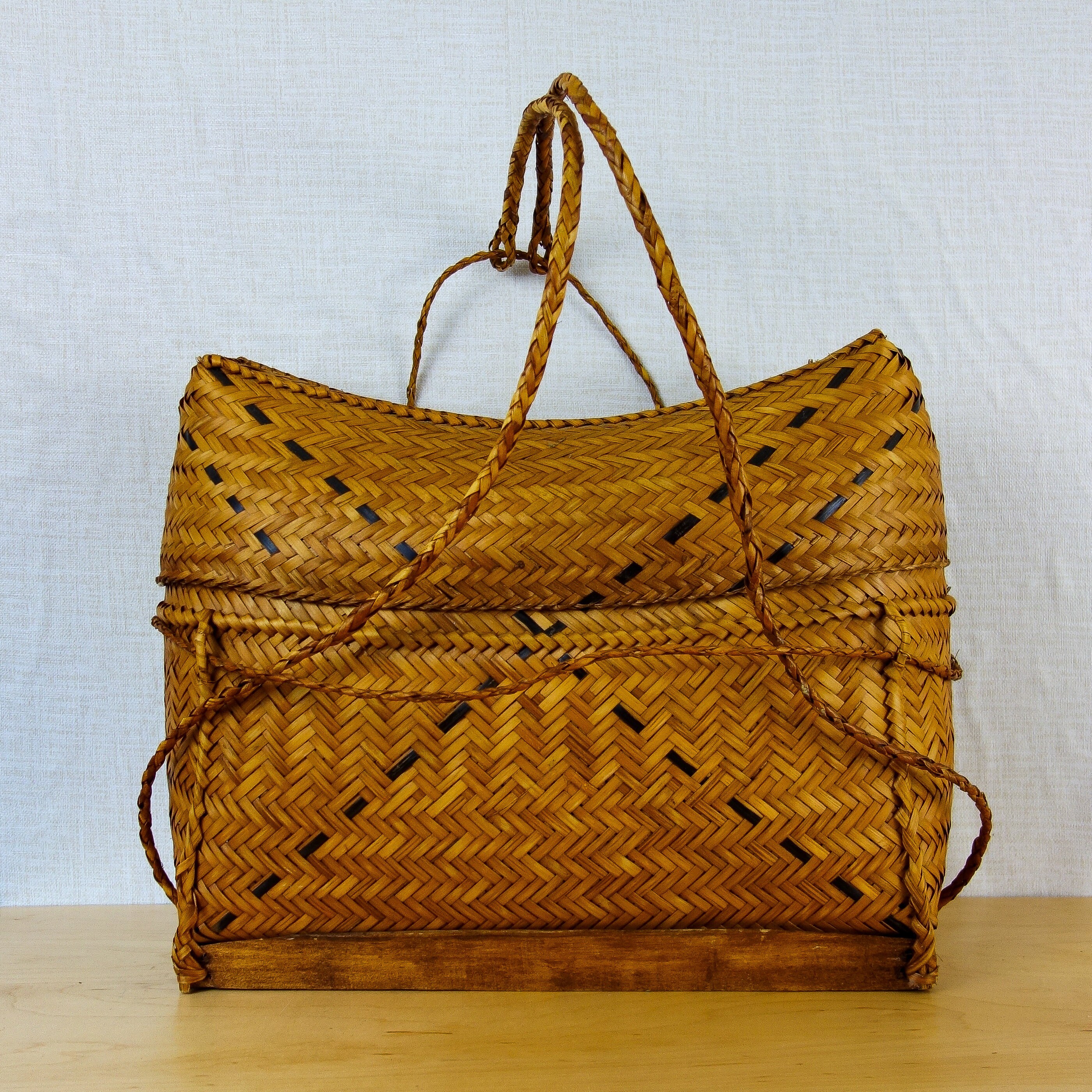 Woven Rattan Philippine Backpack Wall Basket Rustic Living Room
