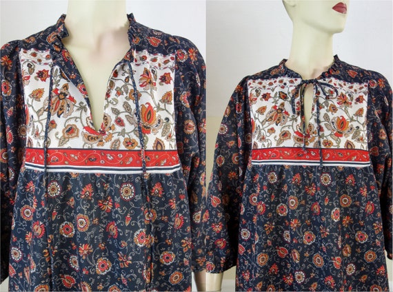 80s caftan or housedress size small to XL, puff s… - image 4
