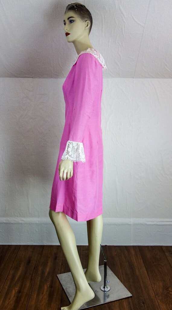 Vintage 60s bubblegum pink baby doll dress size m… - image 6