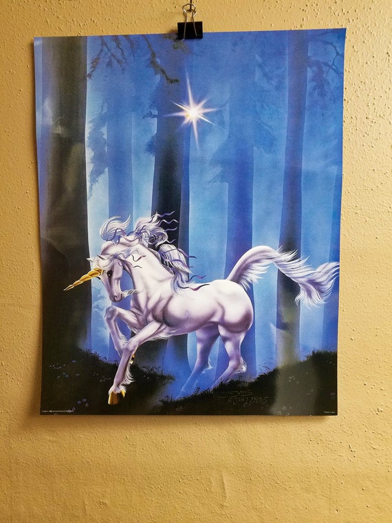 Vintage Unicorn Poster: 1990s Pastel Forest Art (16x20) - Etsy