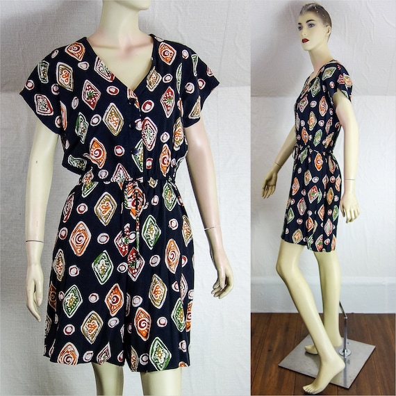 Vintage 90s one piece romper with pockets, short … - image 1