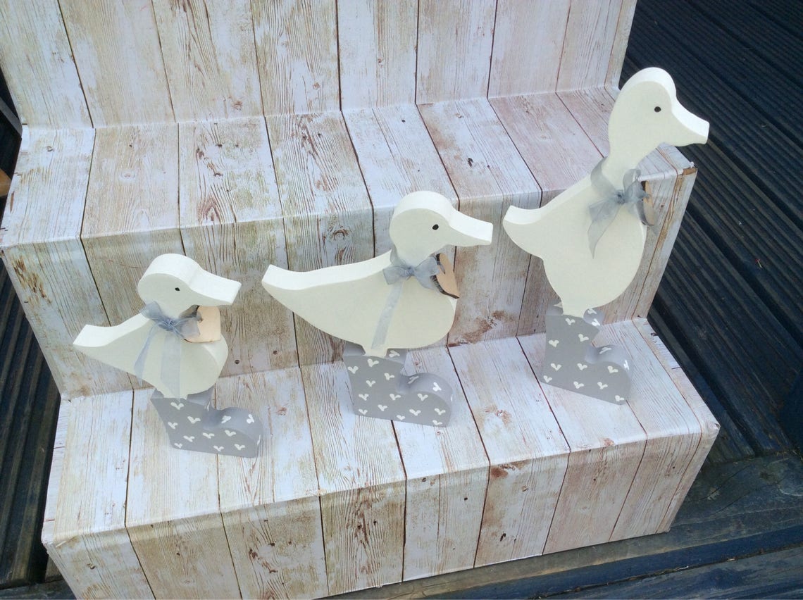 Wooden Ducks Ornament Freestanding Duck Family Wellington Etsy Israel