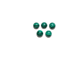 Set of Five Round Malachite Cabochons/ Malachite Cabochon/ Malachite/ Round Gemstone Cabochon/ Natural Gemstone/Gemstones for Jewelry Making