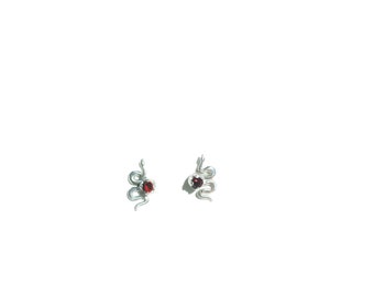 Sterling Silver Snake Stud Earrings/ Snake Studs/ Sterling Silver Stud Earrings/ Garnet Stud Earrings/ Simple Stud Earrings/ Snake Earrings