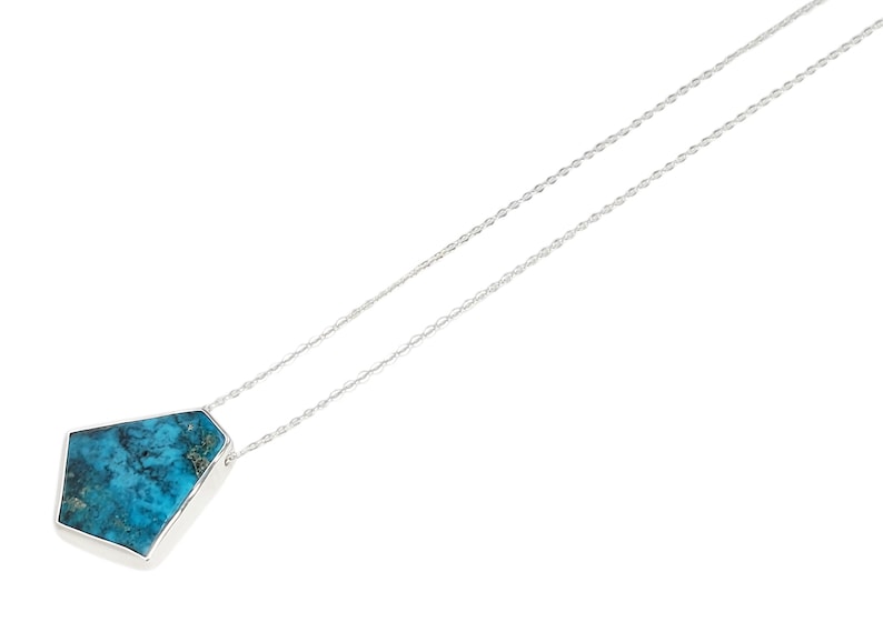 Geometric Turquoise Necklace in Sterling SilverTurquoise NecklaceLayering NecklacesSterling Silver and Turquoise Necklace