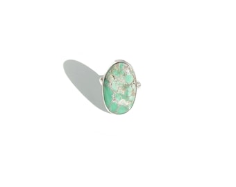 Oval Variscite Ring in Sterling Silver/ Variscite Ring/ Sterling Silver Ring/ Sterling Silver Statement Ring/ Variscite Gemstone Ring