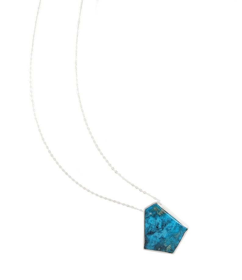 Geometric Turquoise Necklace in Sterling SilverTurquoise NecklaceLayering NecklacesSterling Silver and Turquoise Necklace