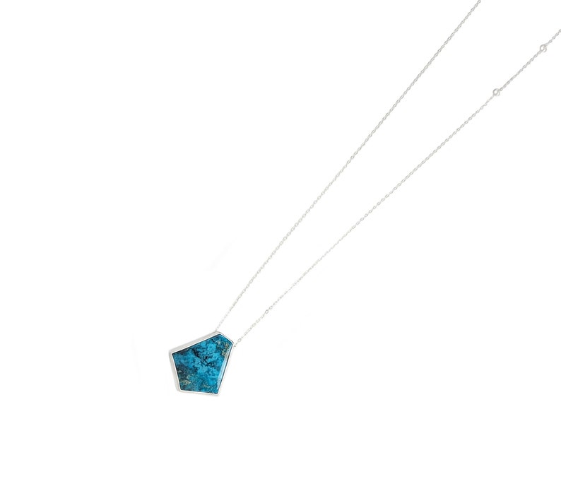 Geometric Turquoise Necklace in Sterling SilverTurquoise NecklaceLayering NecklacesSterling Silver and Turquoise Necklace