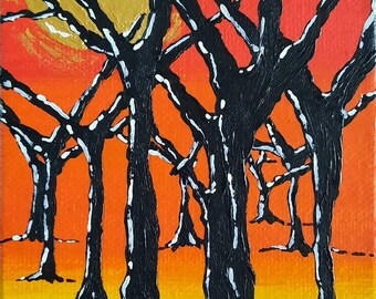 Sunset on Winter trees