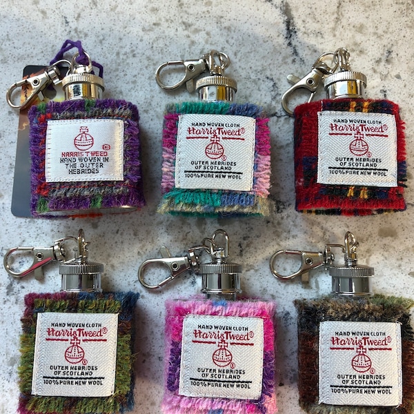 Scottish Harris Tweed 1oz Stainless Steel Hip Flask Gift Red/Green/Purple/Green/Blue