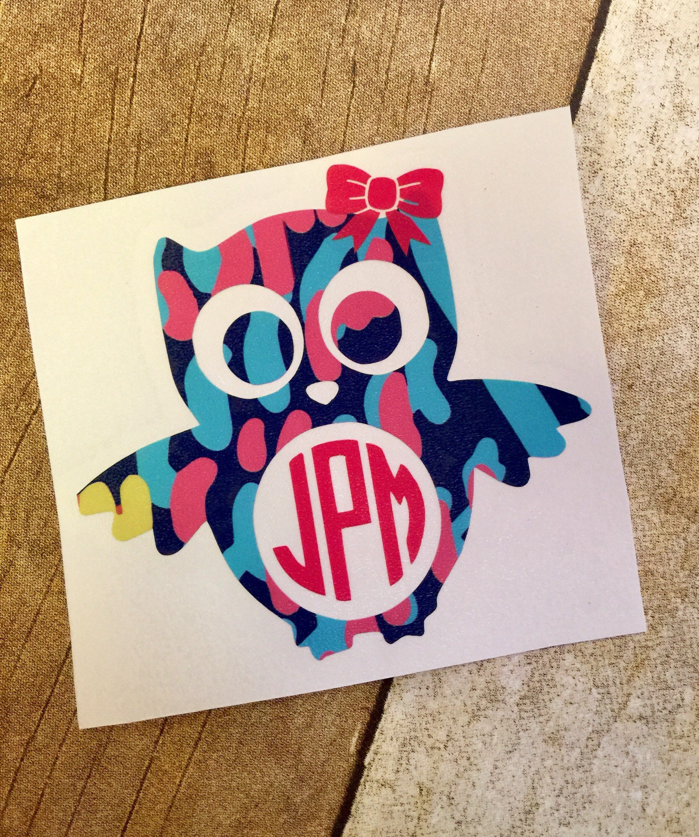 owl decal owl sticker monogram decal personalized decal etsy