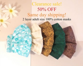 Cotton mask, two layers mask, Ready to ship mask, USA face mask, protection mask, final sale, 100% Cotton, adjustable reusable washable