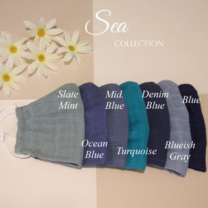 Sea Collection color card
Colors: Slate mint, Ocean blue, Mid. blue, Denim blue, Blueish gray, and Blue